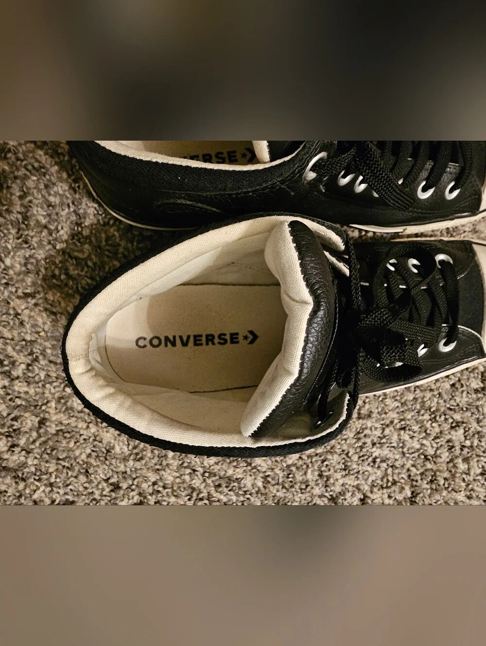 Converse Leather High Top All Star Sneakers in Black with Cream Midsole